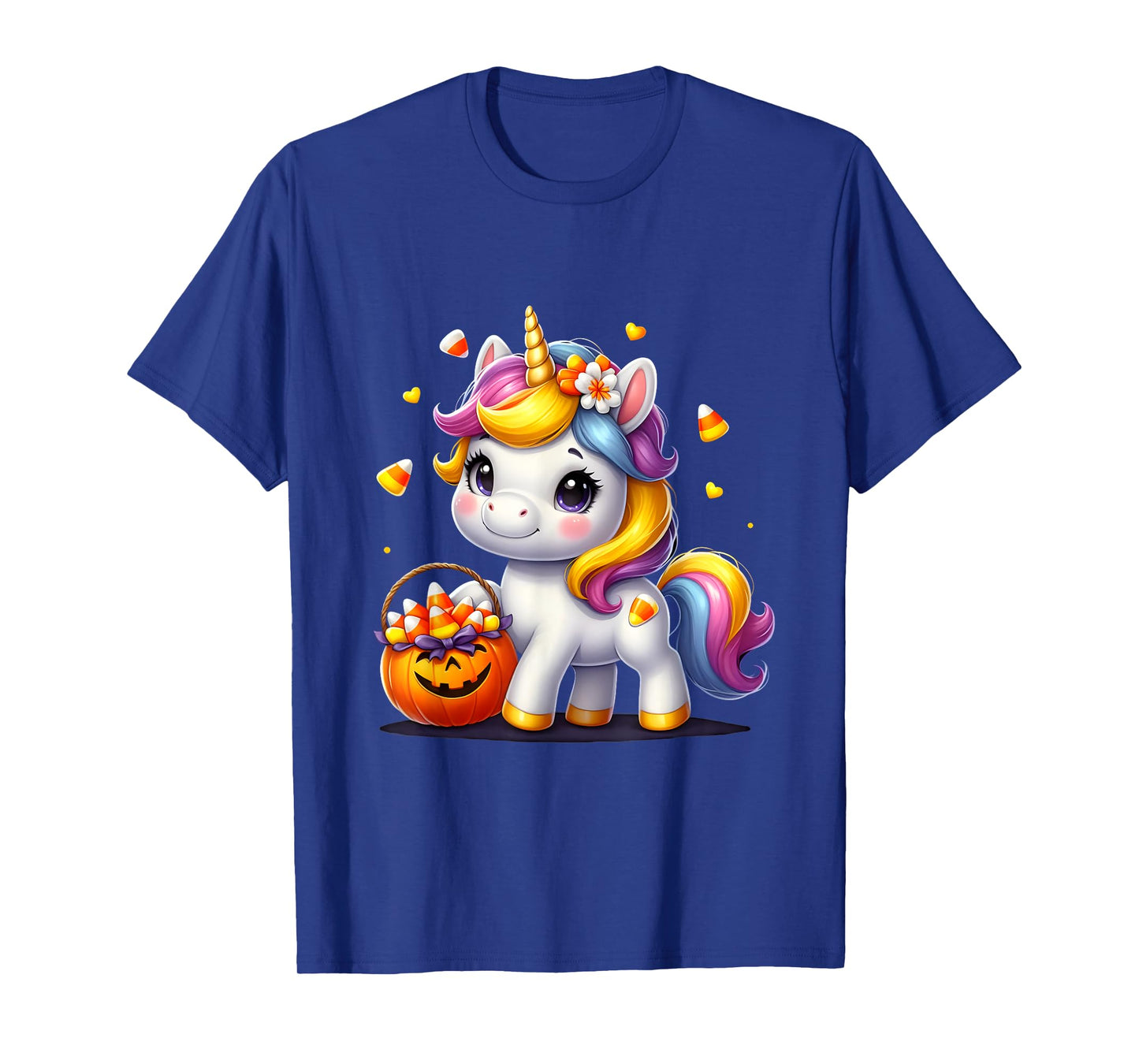 Unicorn Candy Corn Halloween Unicorn Gift For Girls Kids T-Shirt