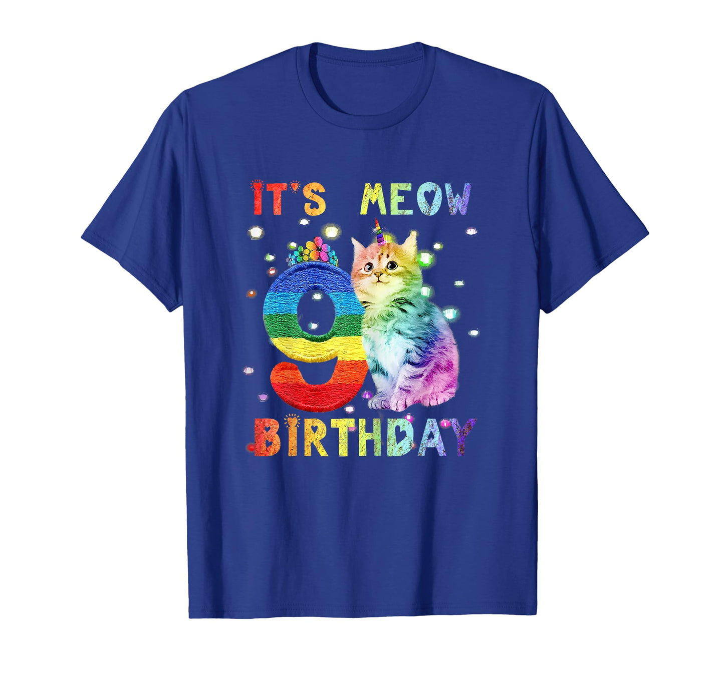 Cute 9th Birthday Cat Unicorn 9 Years Old Rainbow Girl Teens T-Shirt
