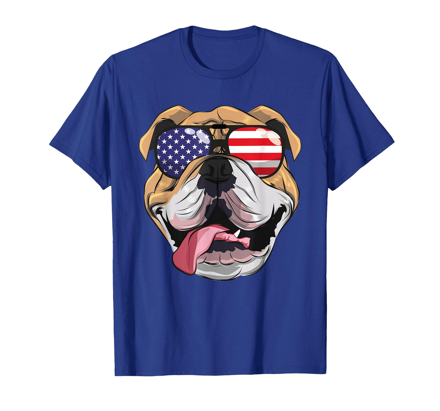 English Bulldog 4th Of July American Sunglasses USA Boys Men T-Shirt