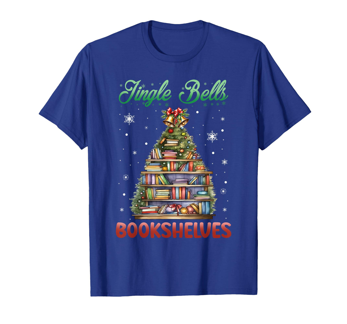Jingle Bells Bookshelves Christmas Bookworm Librarian T-Shirt