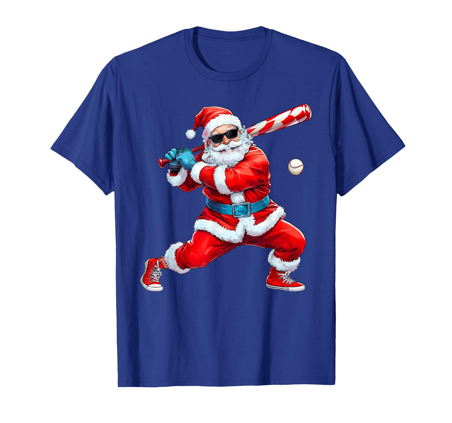 Santa Playing Baseball Christmas Baseball Player T-Shirt