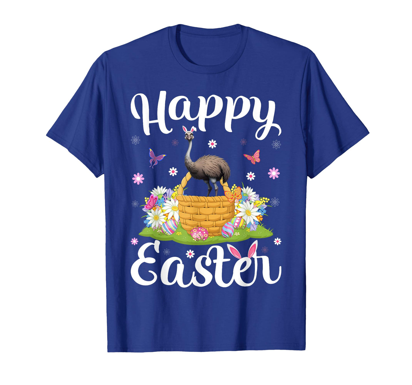 Emu Bird Happy Easter Egg Hunt Bunny Ear Emu Easter T-Shirt