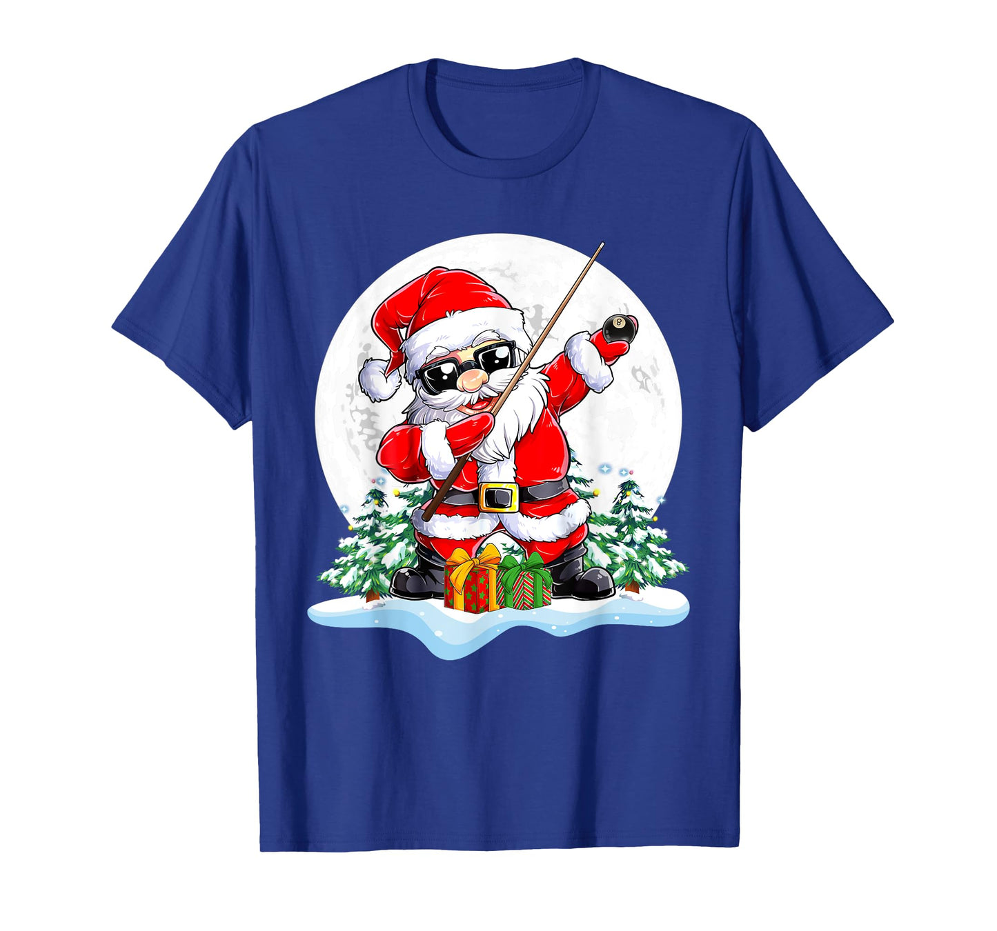 Dabbing Santa Sunglasses Playing Billiard Christmas Player T-Shirt