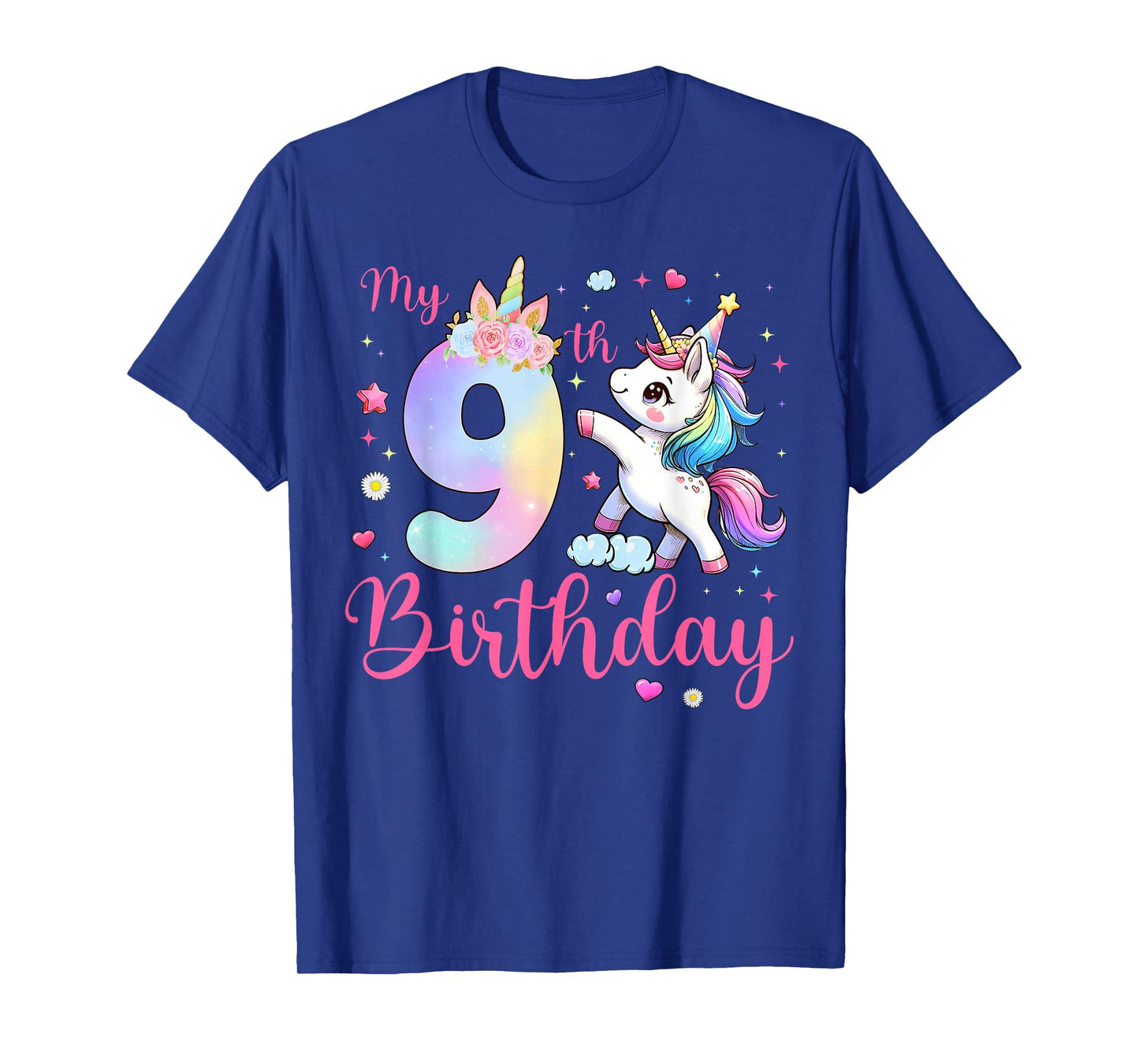 Cute Unicorn 9 Years Old My 9th Birthday Unicorn Girl Kids T-Shirt