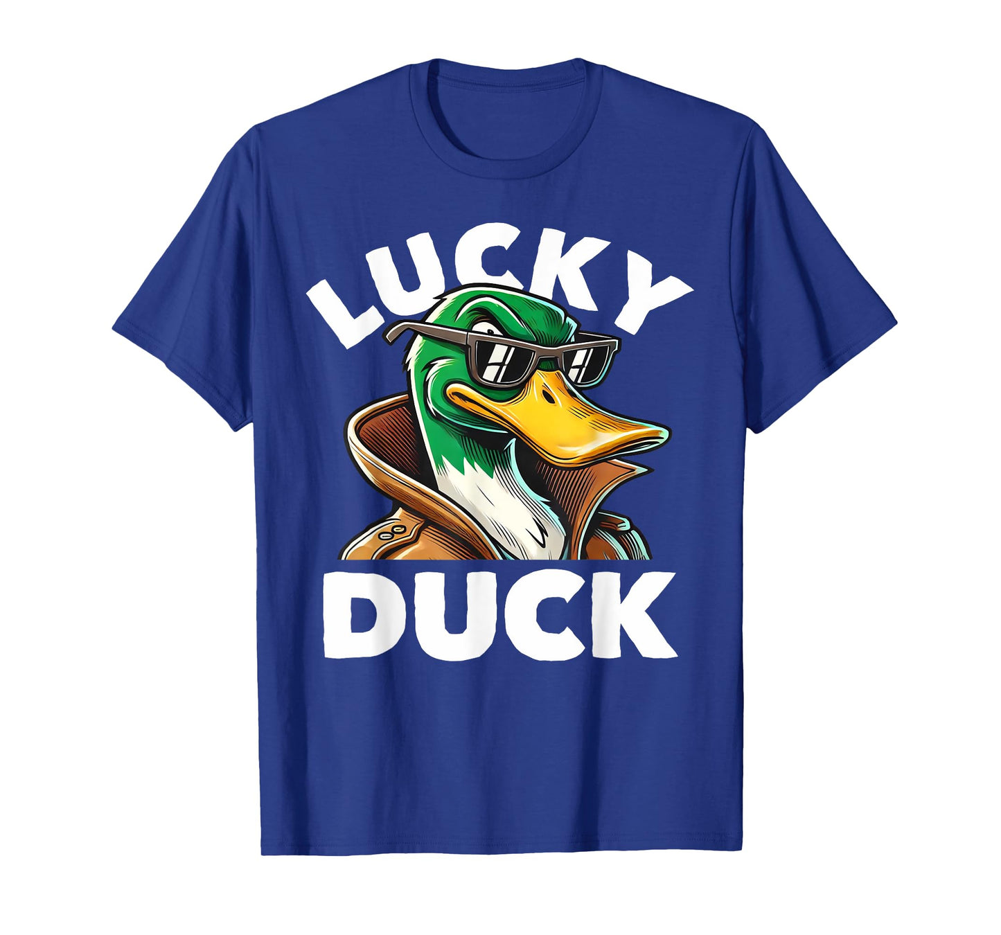 Lucky Duck Mallard Duck With Sunshades Men Boys Funny T-Shirt