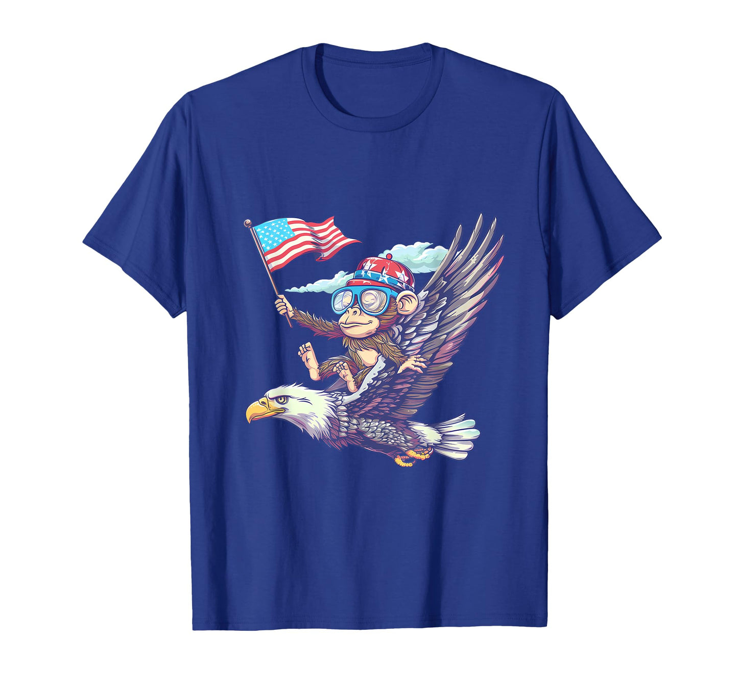 Funny Monkey Bald Eagle American Flag USA Fourth Of July T-Shirt