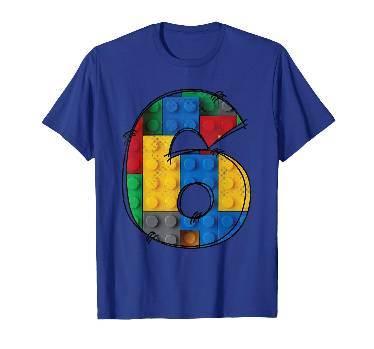 6 Years Old Blocks Building 6th Birthday Kid Master Builder T-Shirt