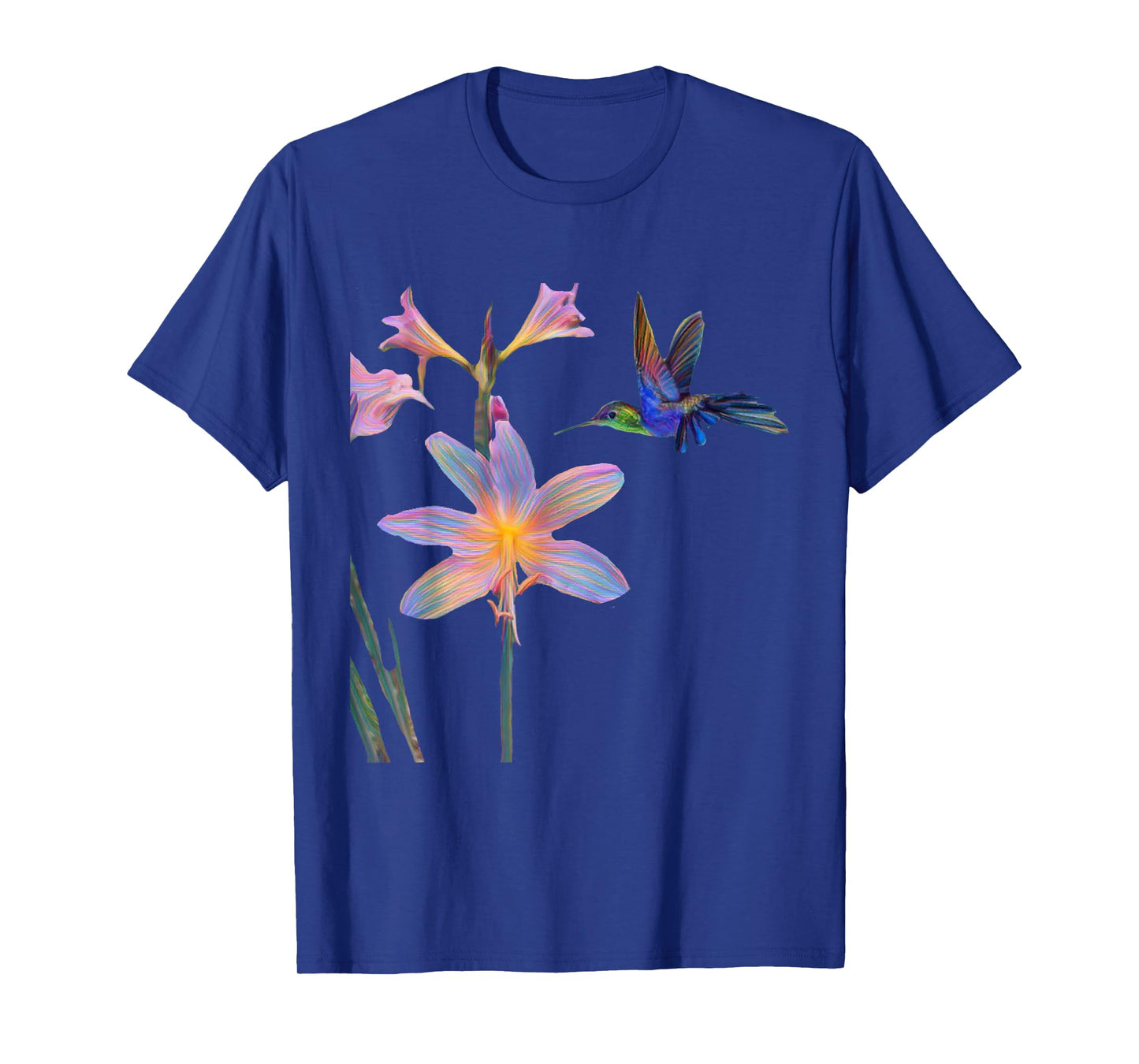 Blue Hummingbird with Flower T-Shirt