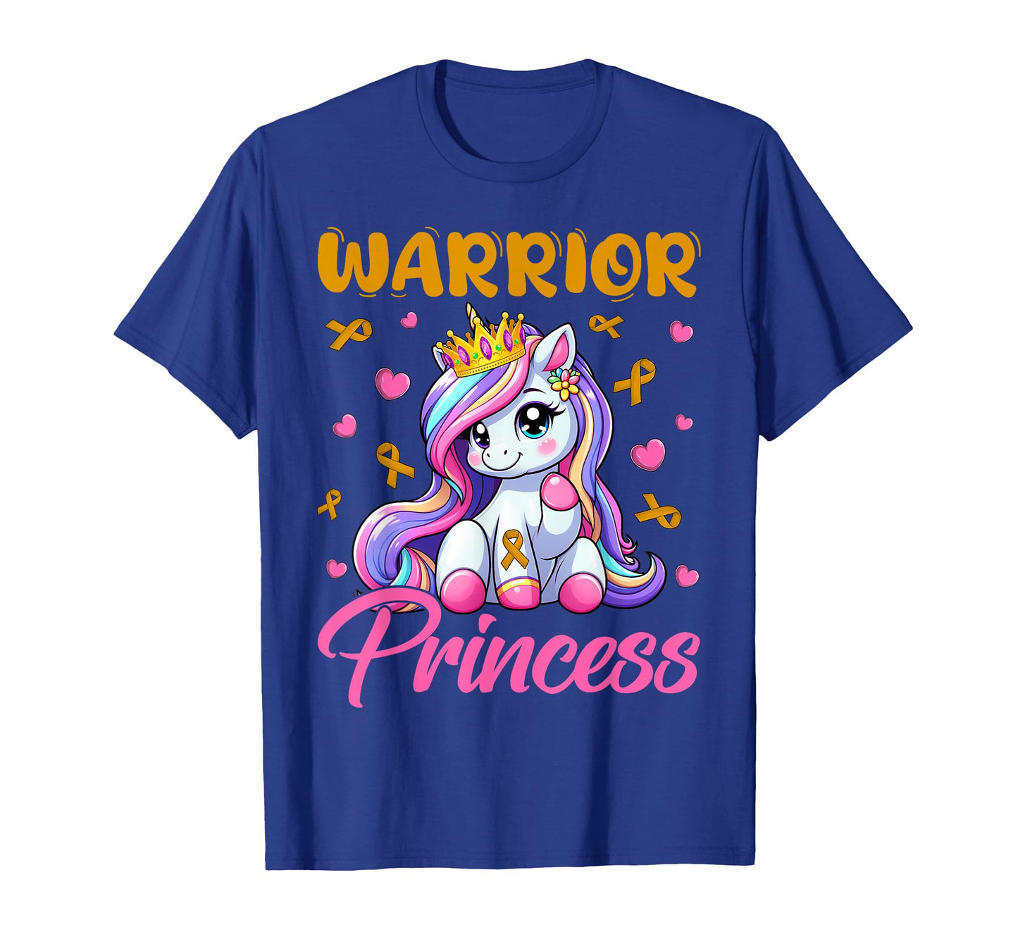 Childhood Cancer Awareness Warrior Princess Unicorn Girls T-Shirt