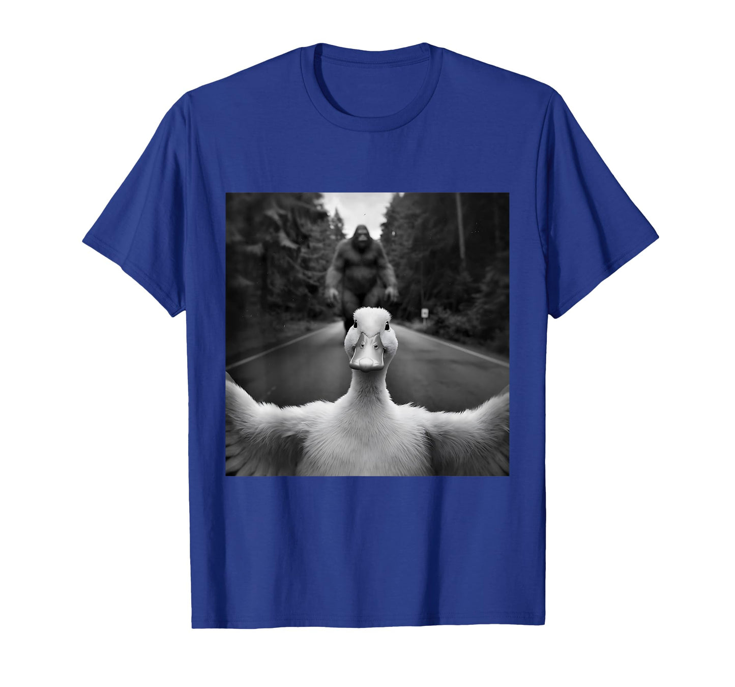 Scared Duck Selfie With Sasquatch Bigfoot, Funny Duck T-Shirt