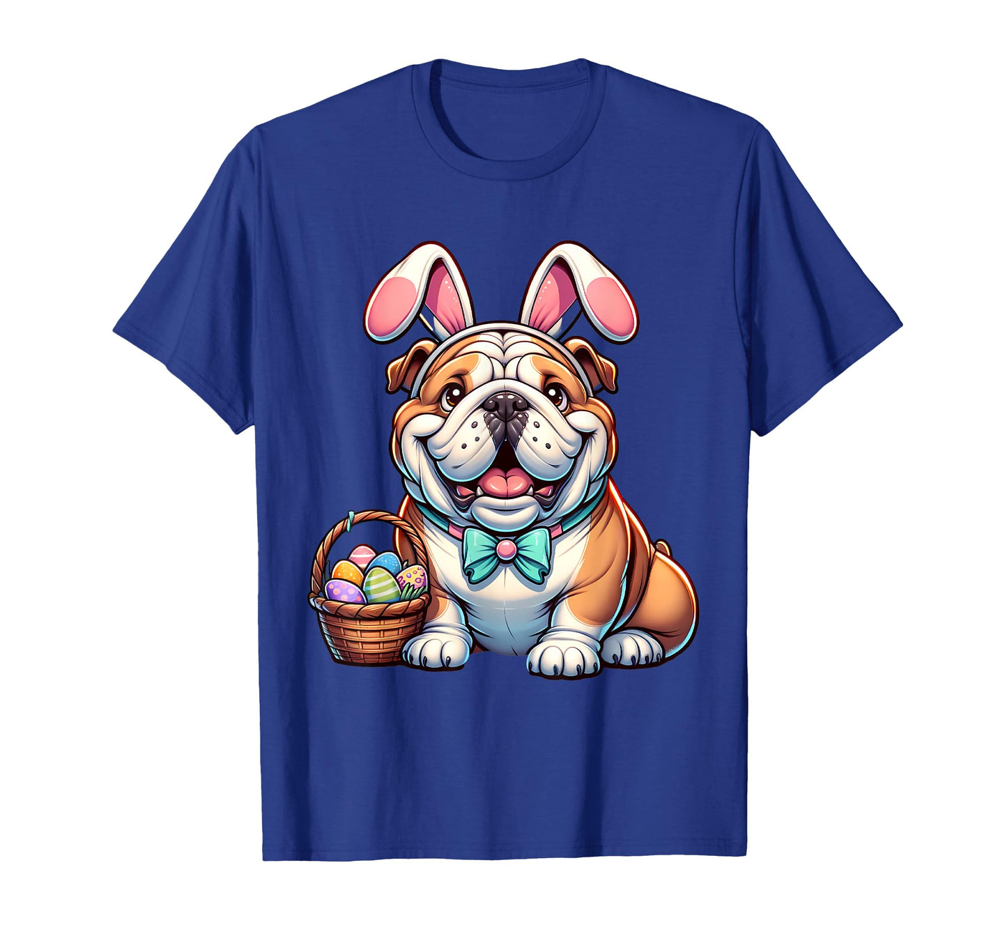 Easter English Bulldog Bunny Ears Eggs T-Shirt