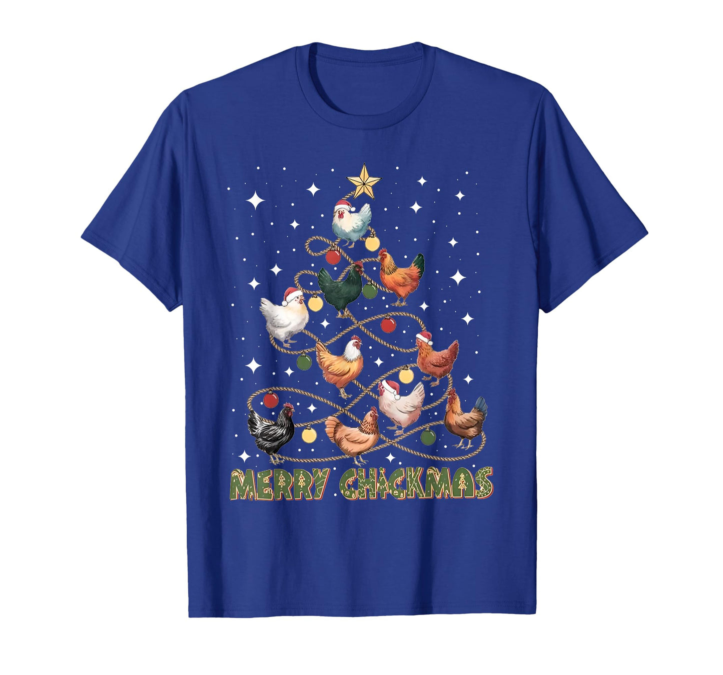 Merry Chickmas Chicken Christmas Tree Lights Farmer Gifts PJ T-Shirt