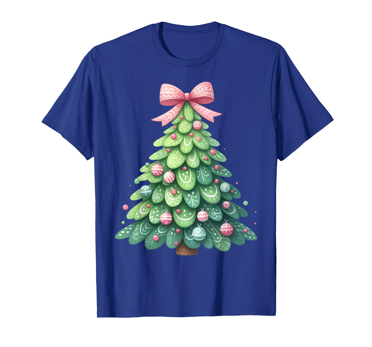 Merry Christmas Tree with Coquette Bow Xmas Holiday Women T-Shirt