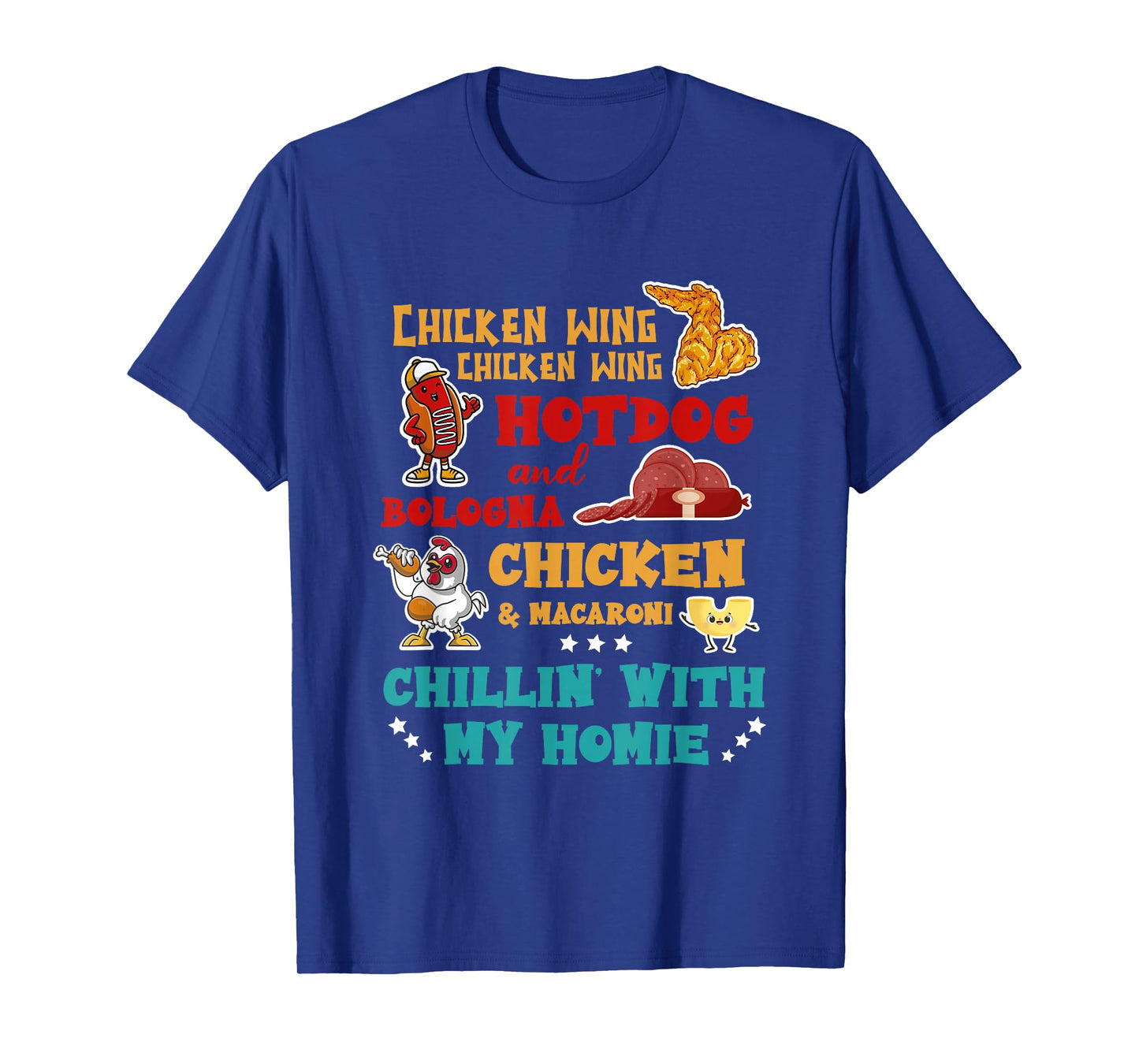Chillin' With My Homie Thanksgiving Day Turkey Chicken Wing Hot Dog And Bologna Chicken & Macaroni T-Shirt - Unisex-Adults - Black - Small - Short Sleeve - Thanksgiving-Themed Dog Design