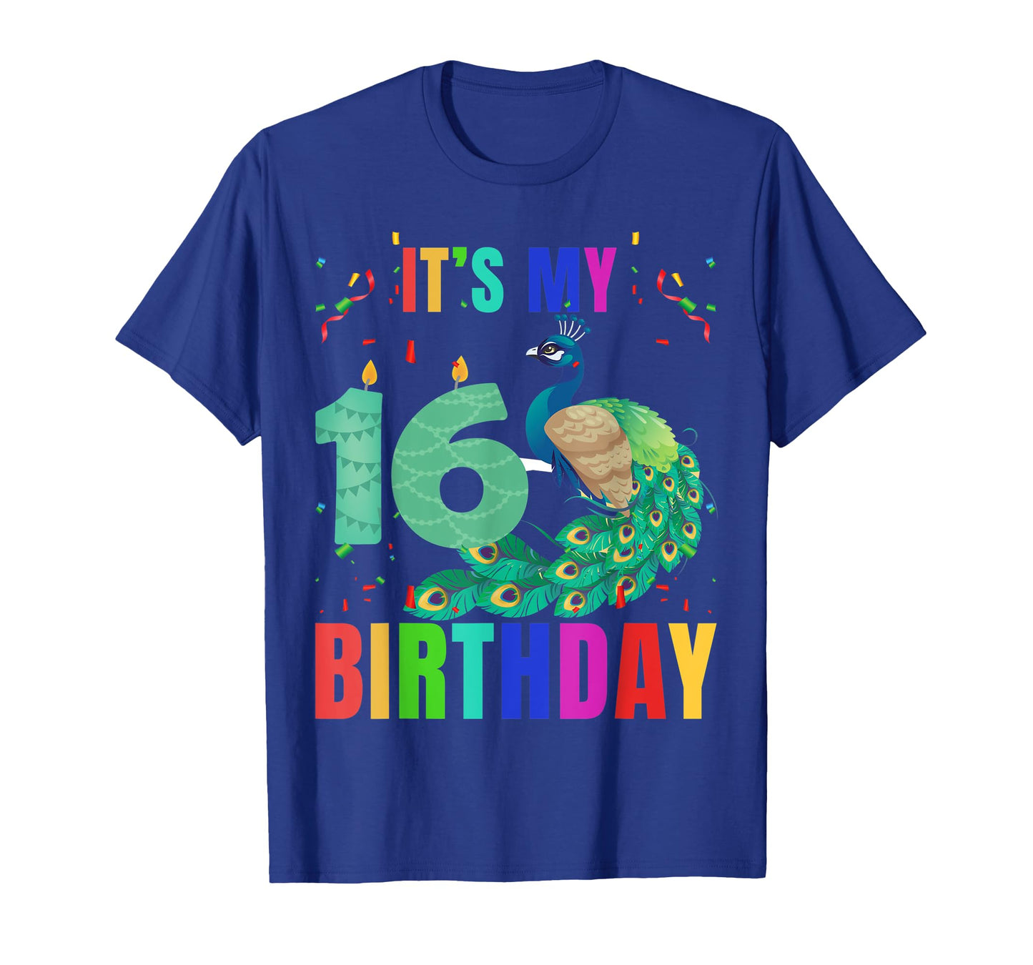 Peacock 16th Birthday Funny Cute Birds Animal Lover Graphic T-Shirt