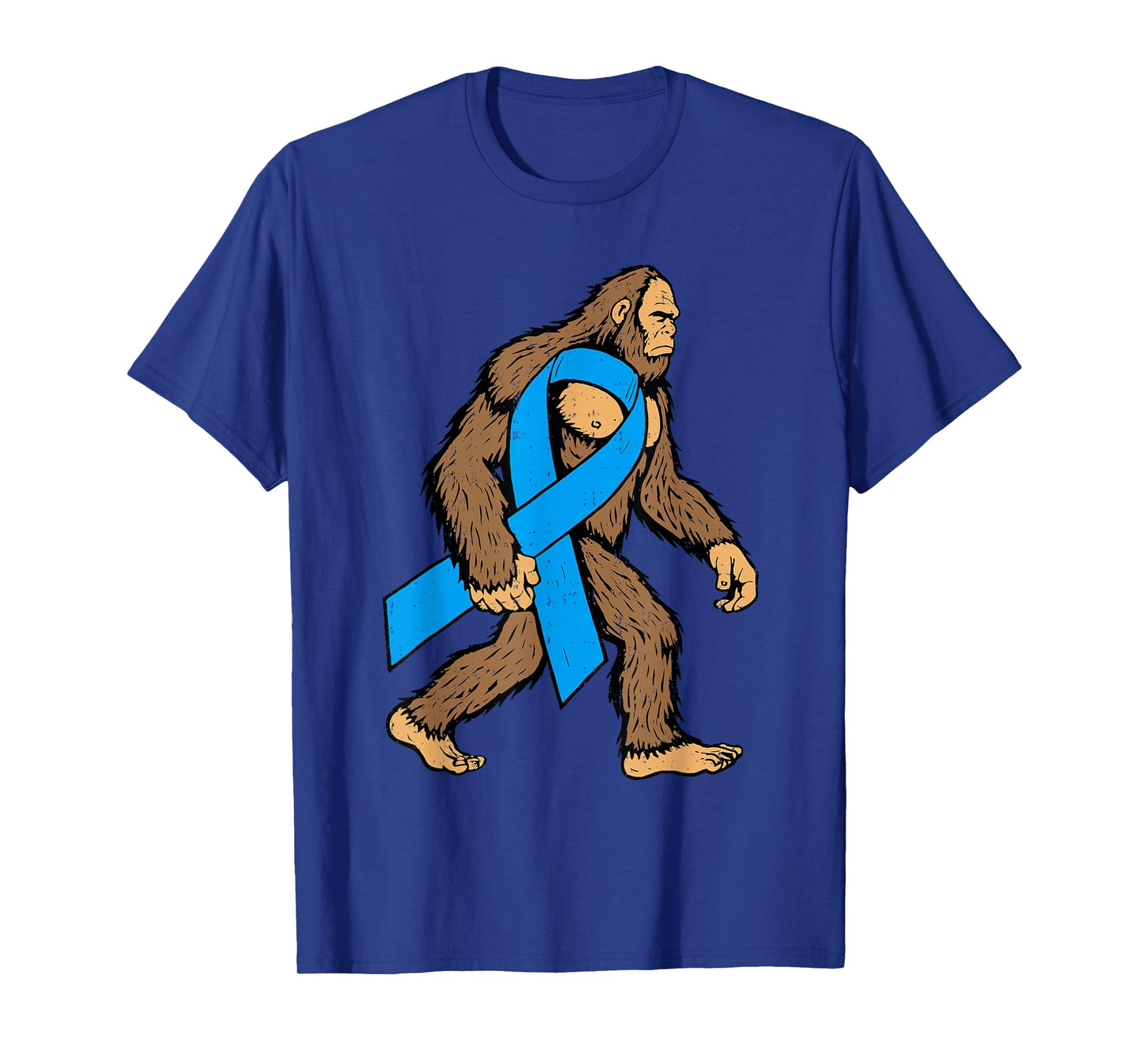 Prostate Cancer Awareness Bigfoot Ribbon Light Blue Men Boy T-Shirt