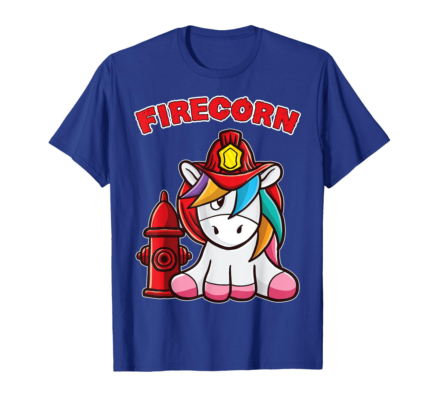 Firecorn Firefighter Unicorn with red Fireman Helmet Fire T-Shirt