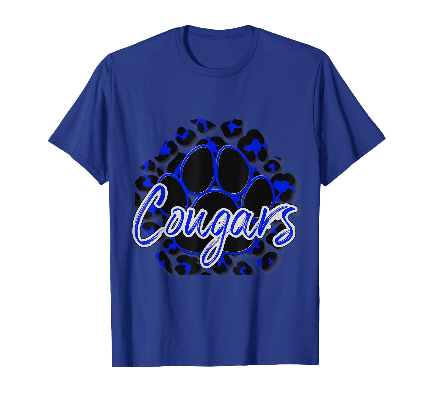 Cougar Blue Black Cheetah School Sports Fan Team Spirit T-Shirt