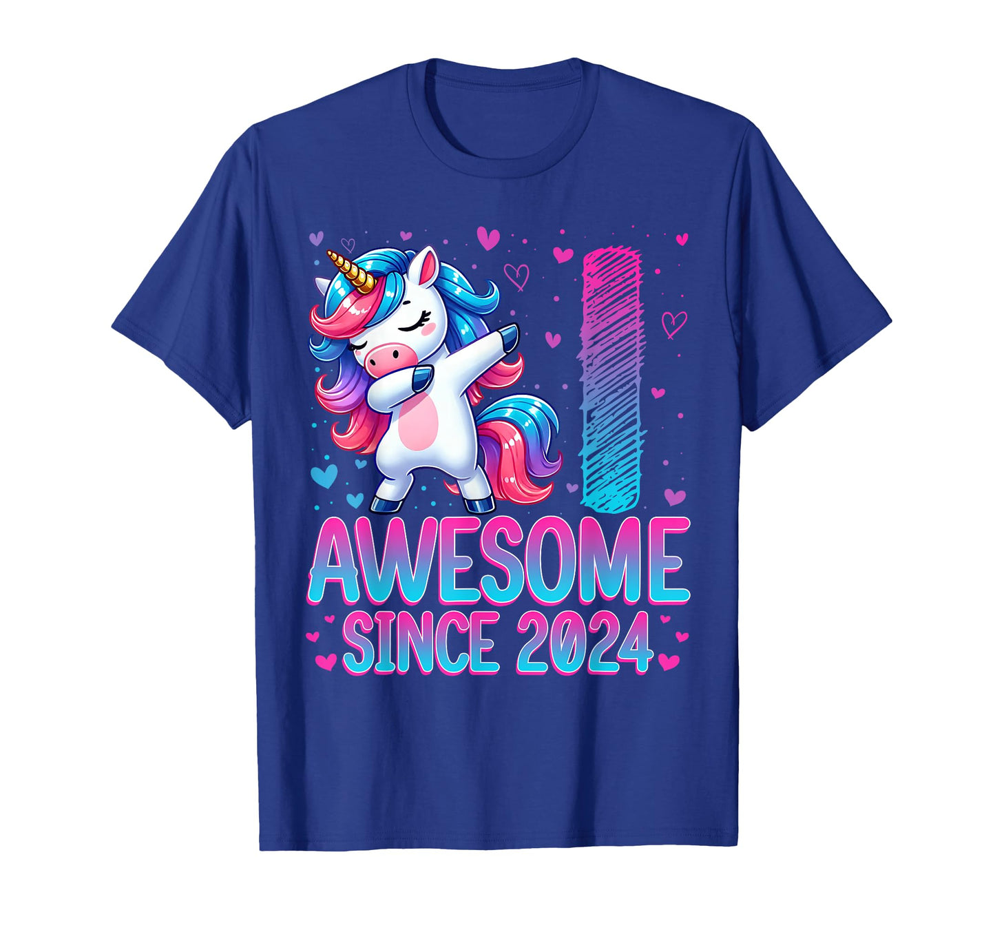 Awesome Since 2024 Unicorn 1st Birthday 1 Years Old Girl T-Shirt