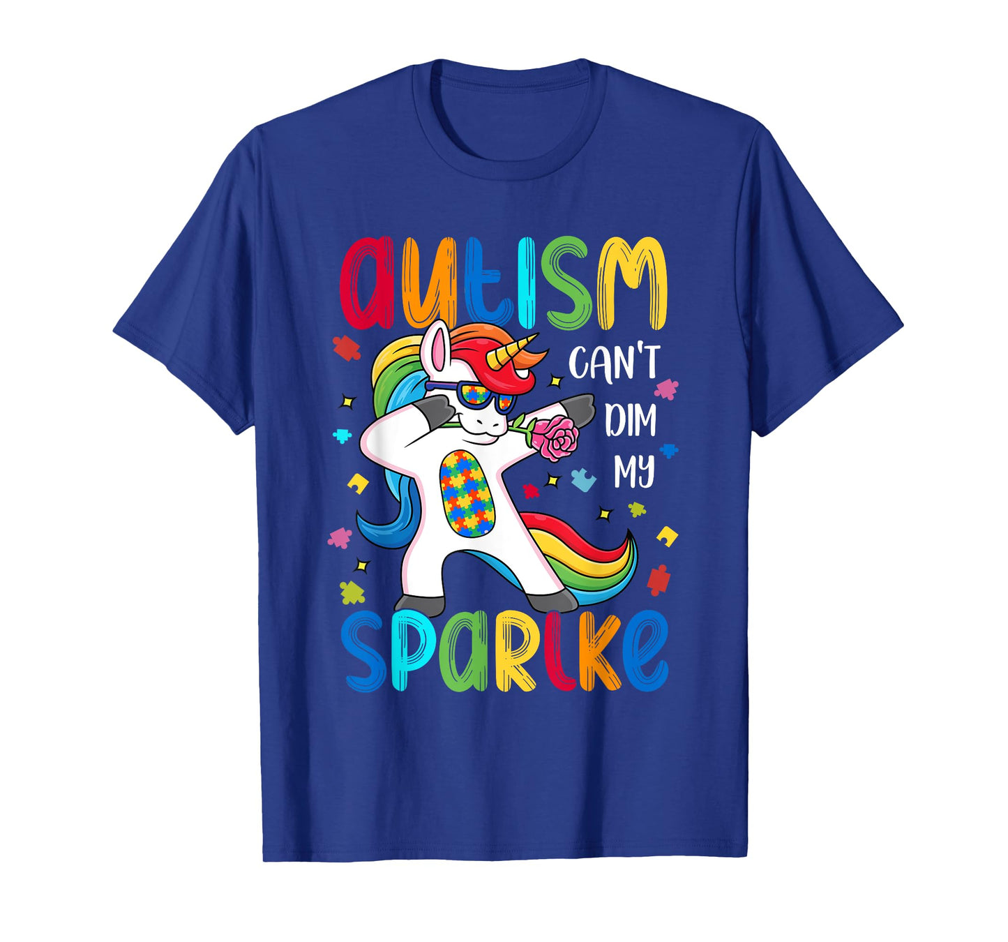 Unicorn Autism Awareness Funny Autism Can't Dim My Sparkle T-Shirt