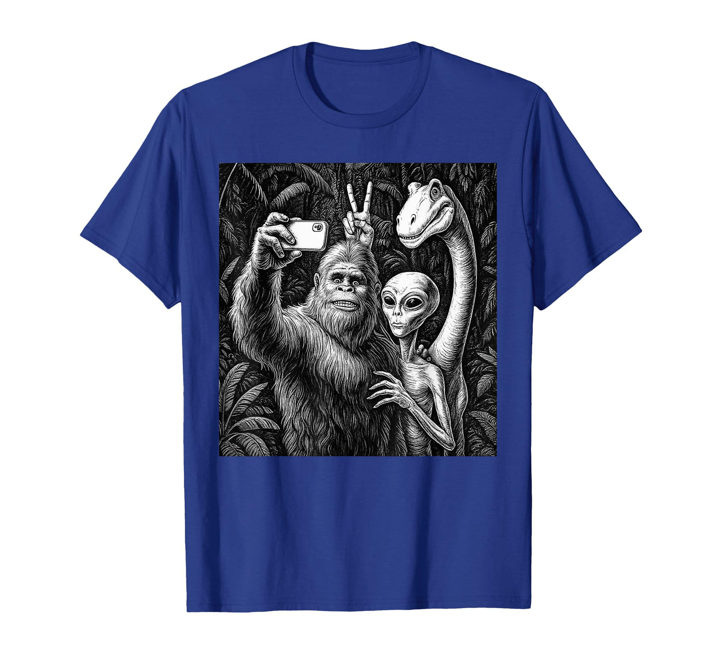 Funny Bigfoot Sasquatch Selfie Alien Loch Ness Humor T-Shirt