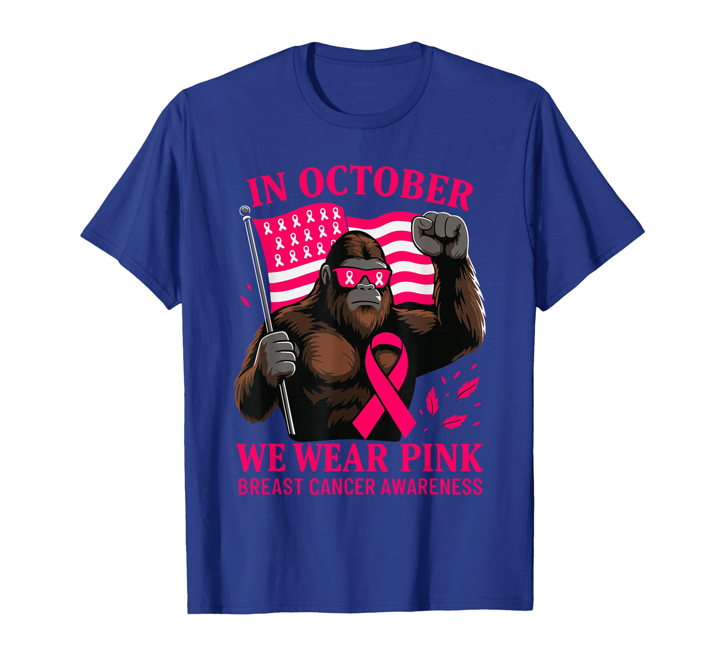 Breast Cancer Bigfoot Halloween in October We Wear Pink T-Shirt