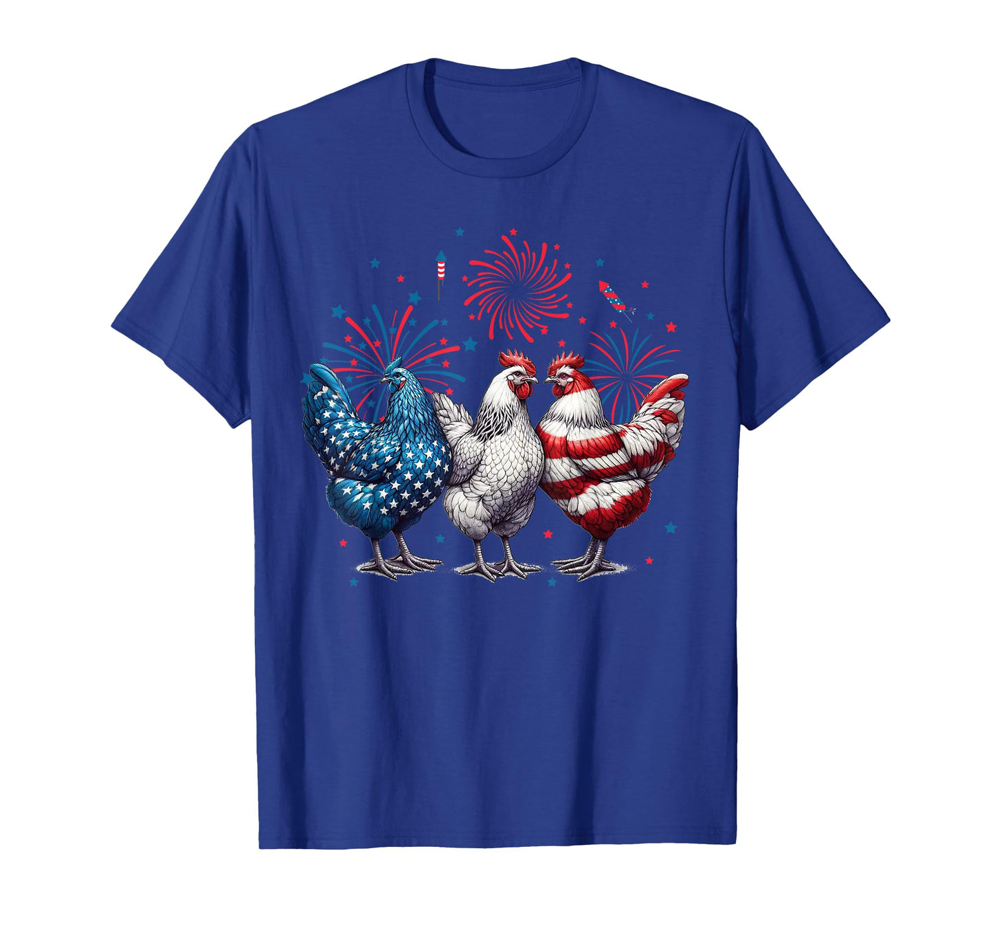Chicken Red White Blue Patriotic Rooster 4th of July Men Boy T-Shirt