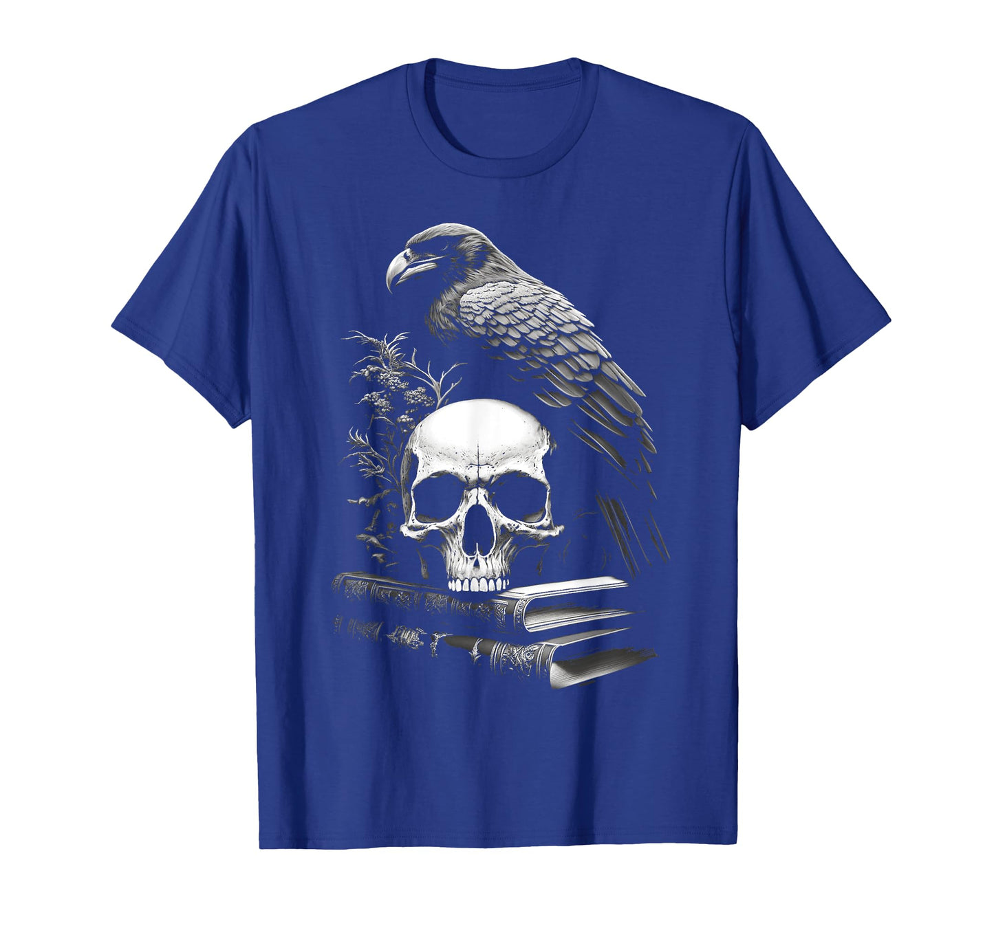 Raven Bird, Skull And Books Witchy Occult Academia Symbolism T-Shirt