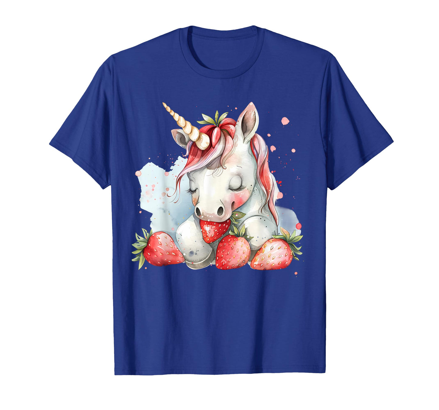 Strawberry Unicorn Cute Strawberries Drawing Watercolor T-Shirt