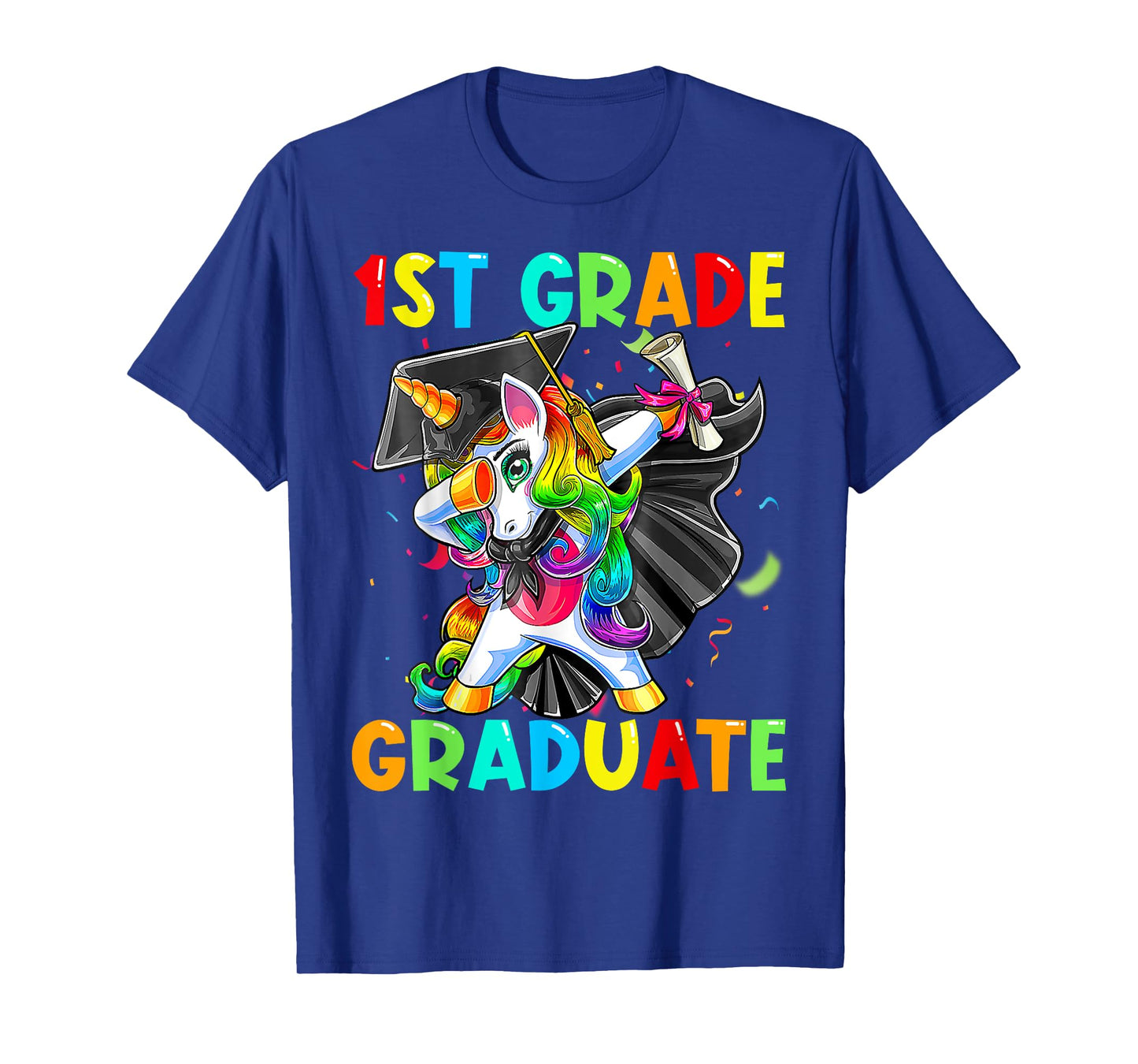 Dabbing Unicorn 1st Grade Graduation Cap Gown Gift Girls T-Shirt