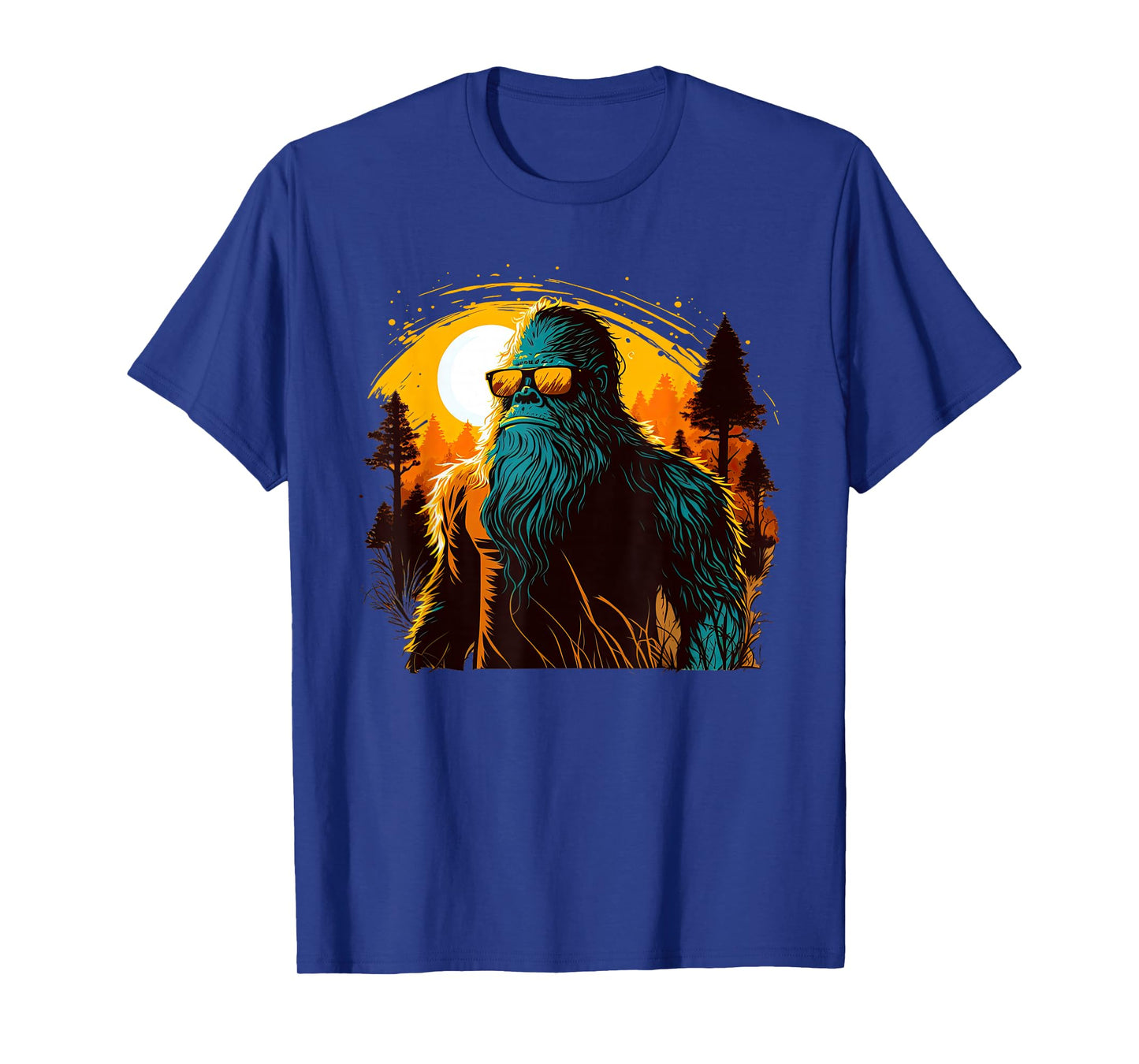 Cool Bigfoot Sasquatch Sunset Forest Retro Cryptid yeti T-Shirt