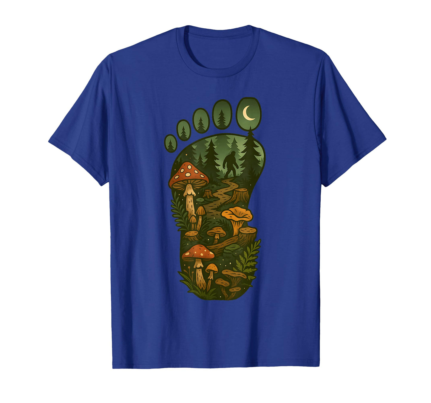Bigfoot Foot Print Forest Nature Mushroom Sasquatch Cryptid T-Shirt
