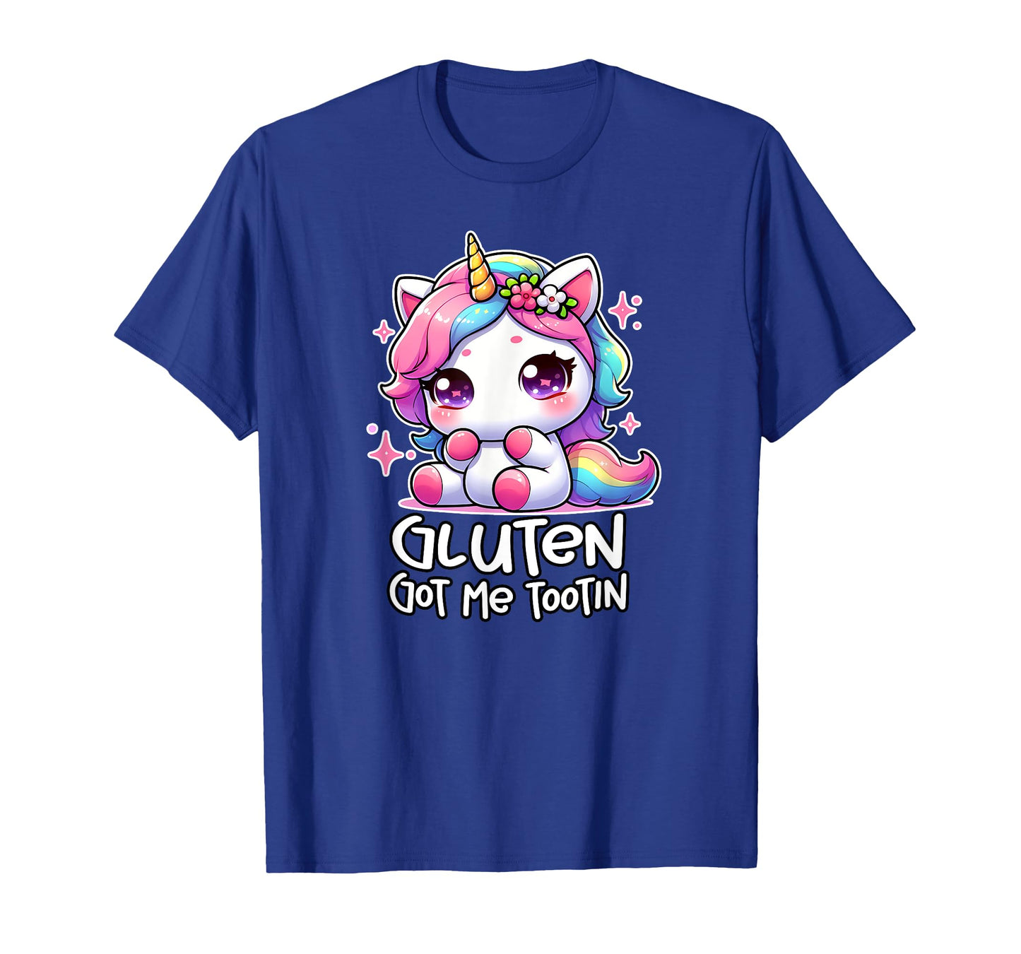 GLUTEN GOT ME TOOTIN celiac funny gluten free gifts unicorn T-Shirt