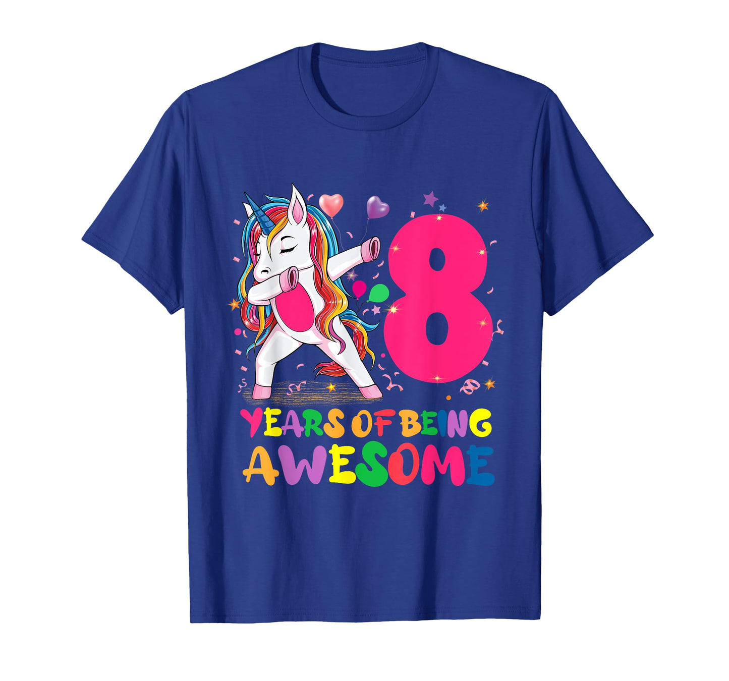8 Years Old Unicorn Flossing 8th Birthday Unicorn Girl Party T-Shirt