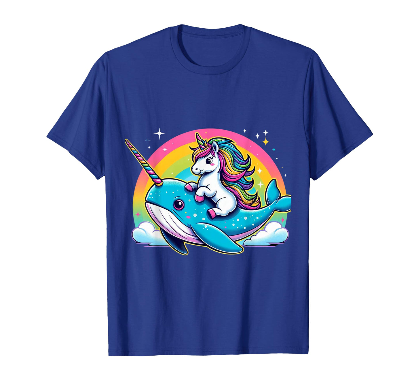 Unicorn Riding Narwhal Boys Girls Men Women Kids Rainbow T-Shirt