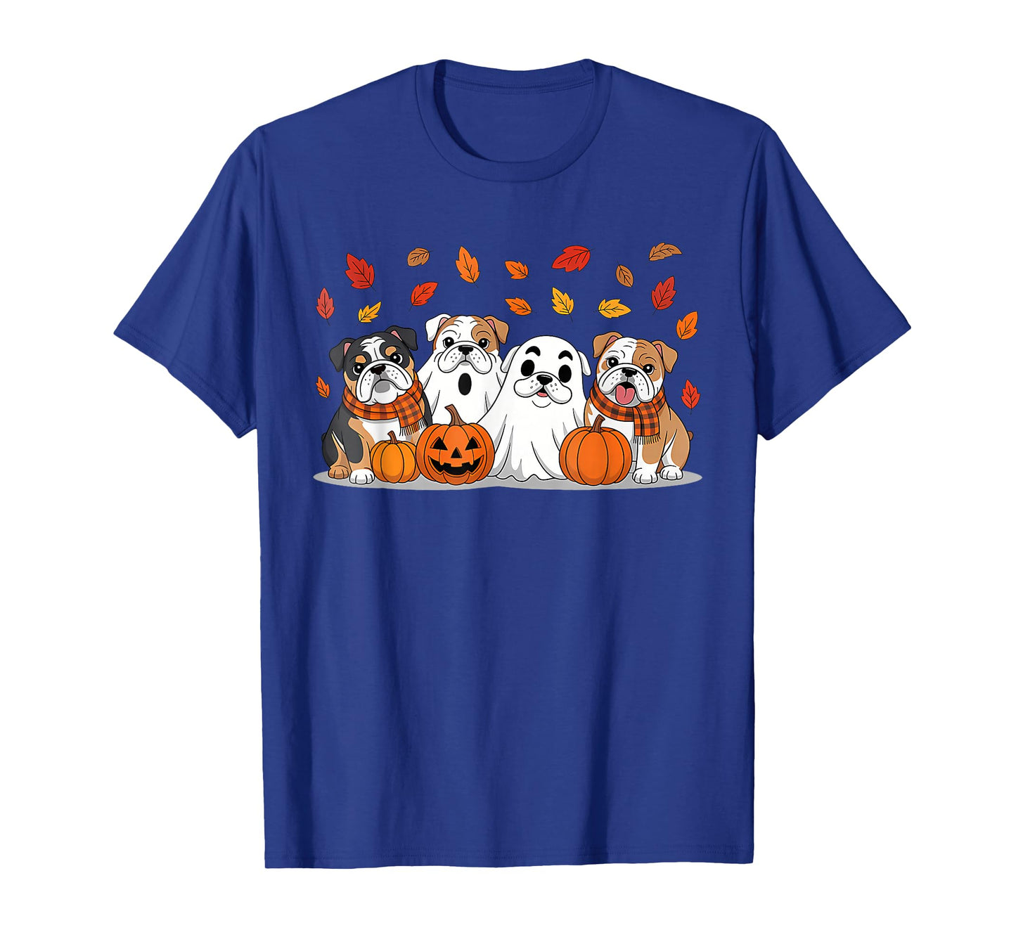 Cute English Bulldog Ghost Autumn Thanksgiving Halloween T-Shirt
