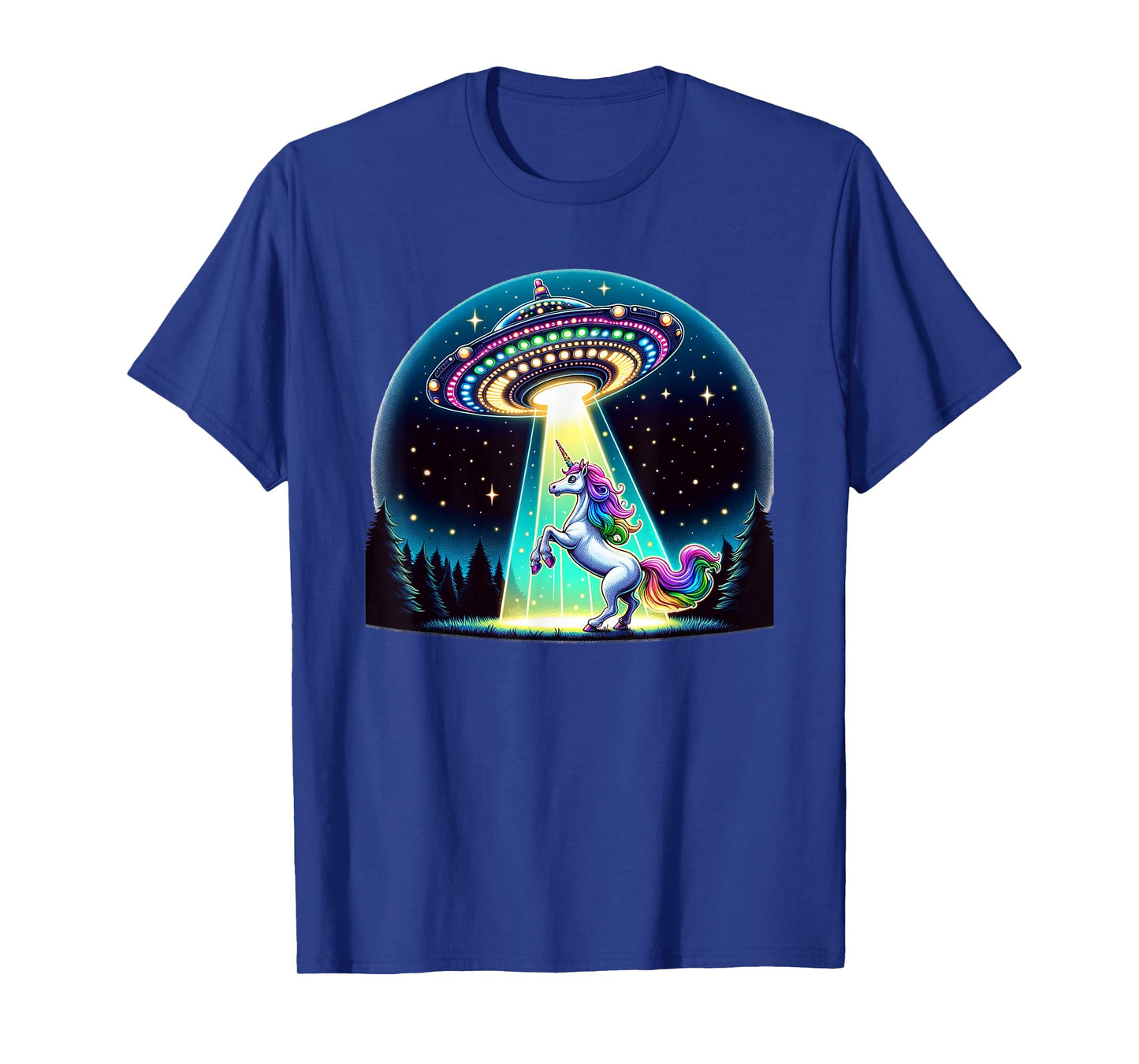 Rainbow Unicorn Abduction Alien Invasion Funny UFO Spaceship T-Shirt