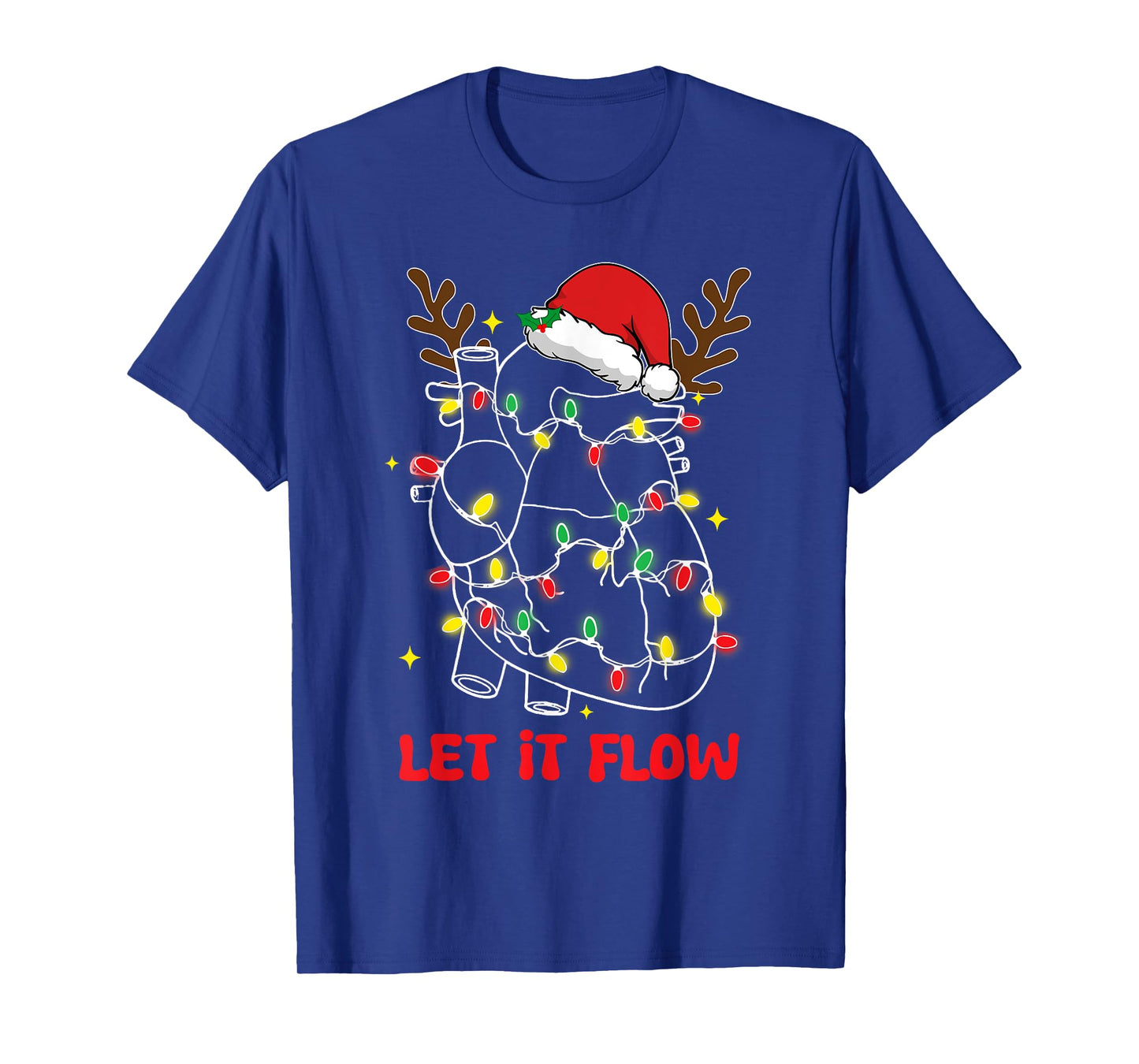 Funny Let It Flow Anatomy Heart Cardiac Nurse Santa Hat Xmas T-Shirt