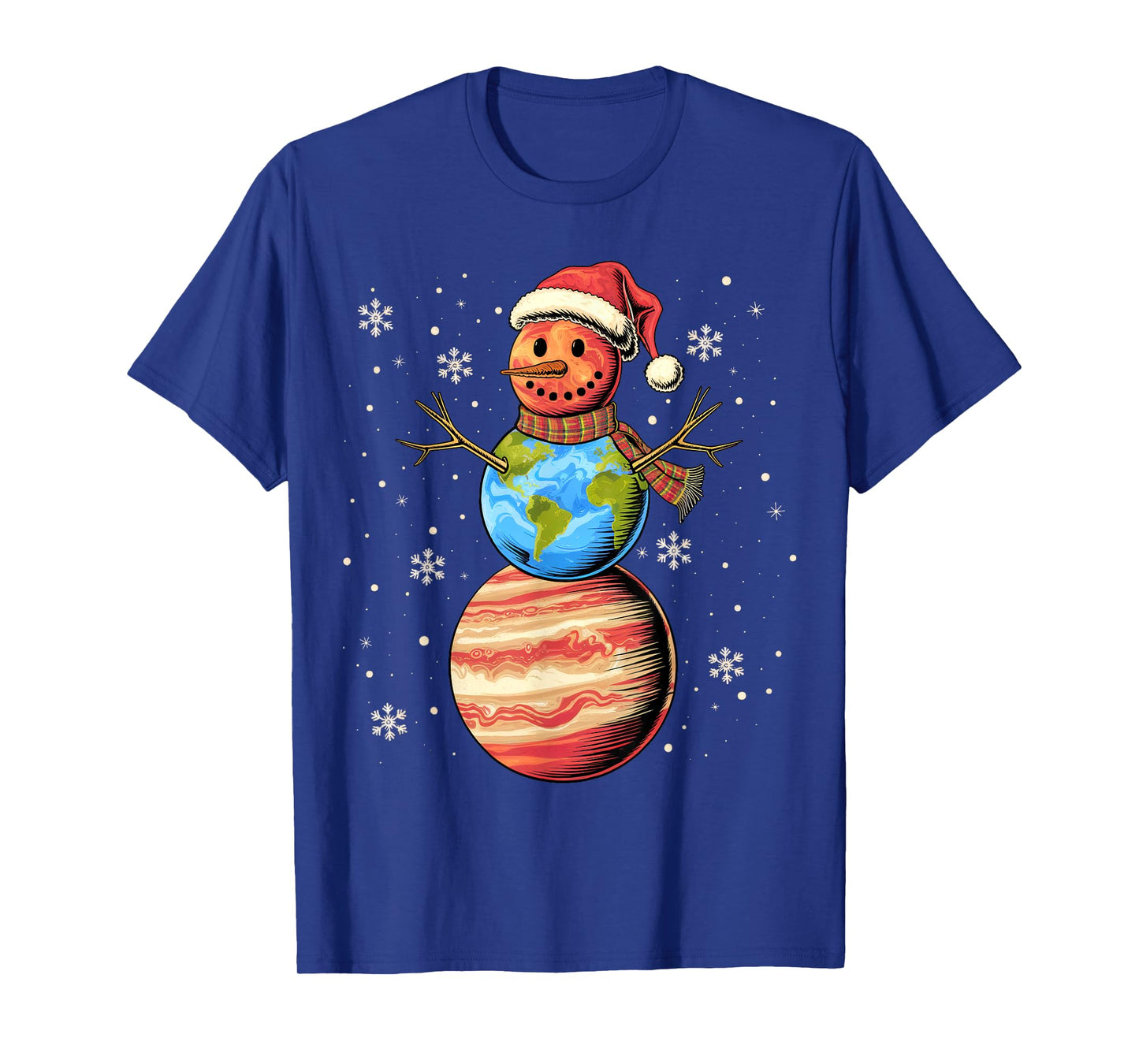 Planets Snowman Space Funny Christmas Astronomy for Kids T-Shirt