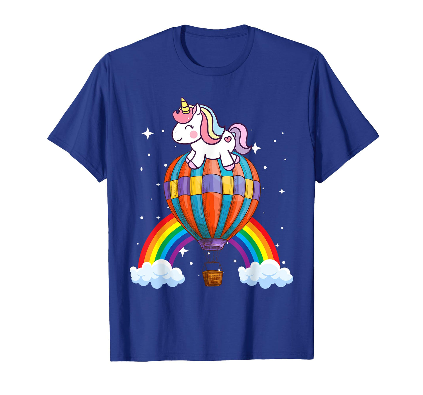 Unicorn Riding Hot Air Balloon Boys Girls Men Women Kids T-Shirt