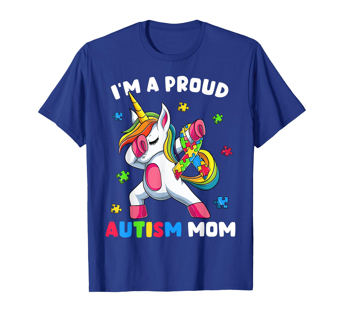 Proud Autism Mom Dab Dance Shirts, Women's Dabbing Unicorn T-Shirt