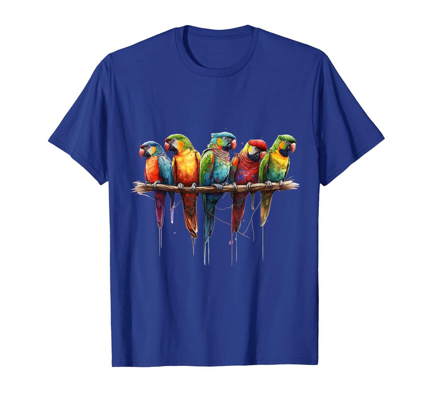 Parrots Watercolour Exotic Tropical Bird Nature Colourful T-Shirt