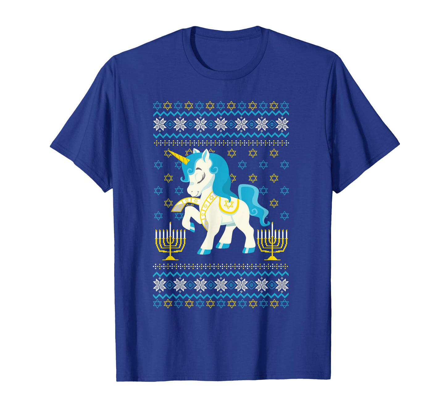 Ugly Hanukkah Sweater Unicorn Jewish Star Christmas Menorah T-Shirt
