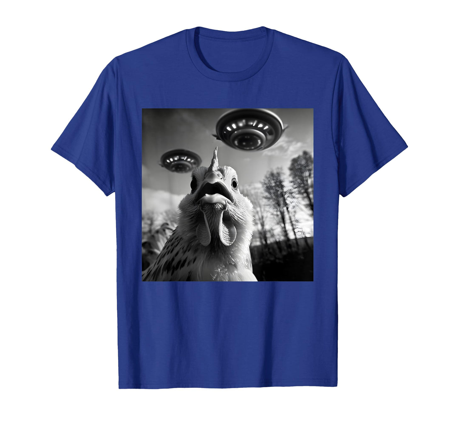 Chicken Alien UFO Funny Graphic Tee For Men Women T-Shirt