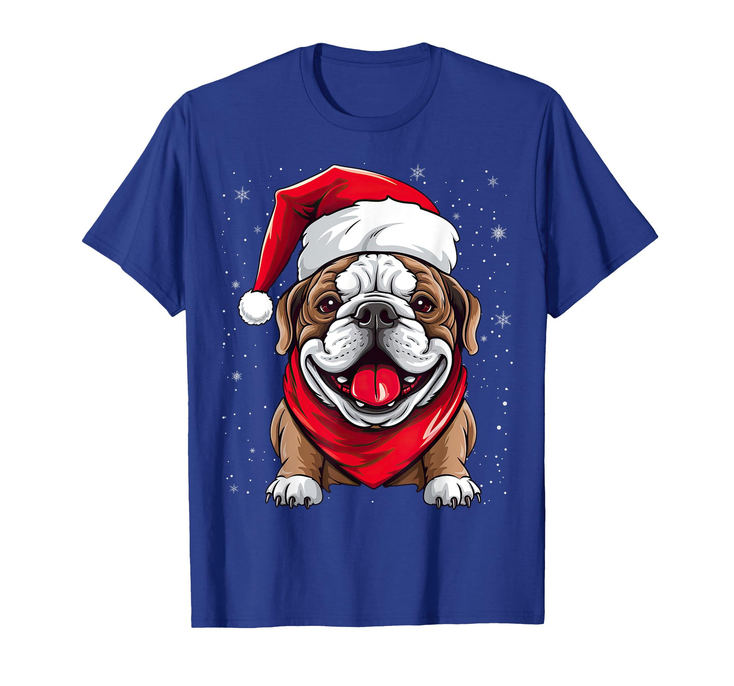 English Bulldog Santa Hat Christmas Party T-Shirt for Men Women Kids