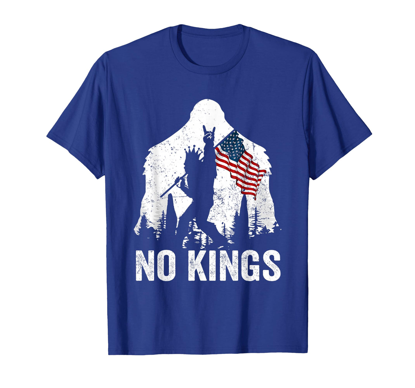 No Kings Shirt Bigfoot, Sasquatch with America Flag No Kings T-Shirt