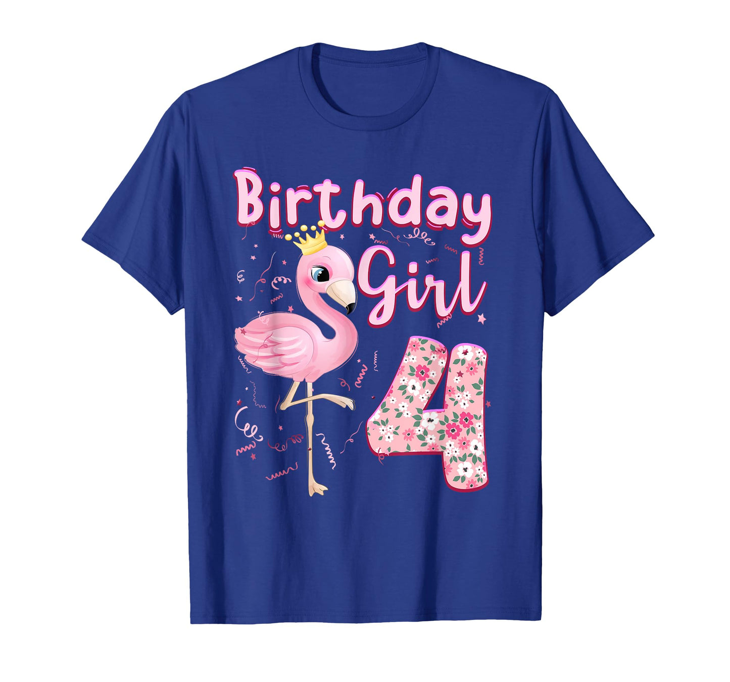 4th Birthday Girls Flamingo 4 Years Old Tropical Flamingo T-Shirt