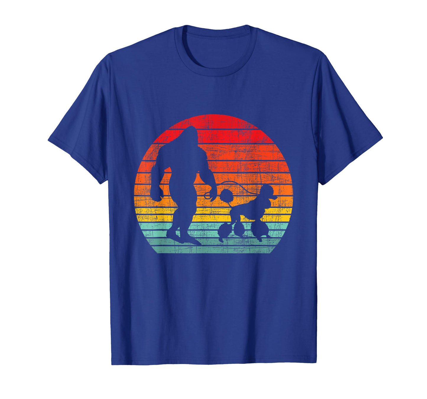 Retro Sunset Bigfoot And Poodle - Puppy Owner Dog Lover T-Shirt