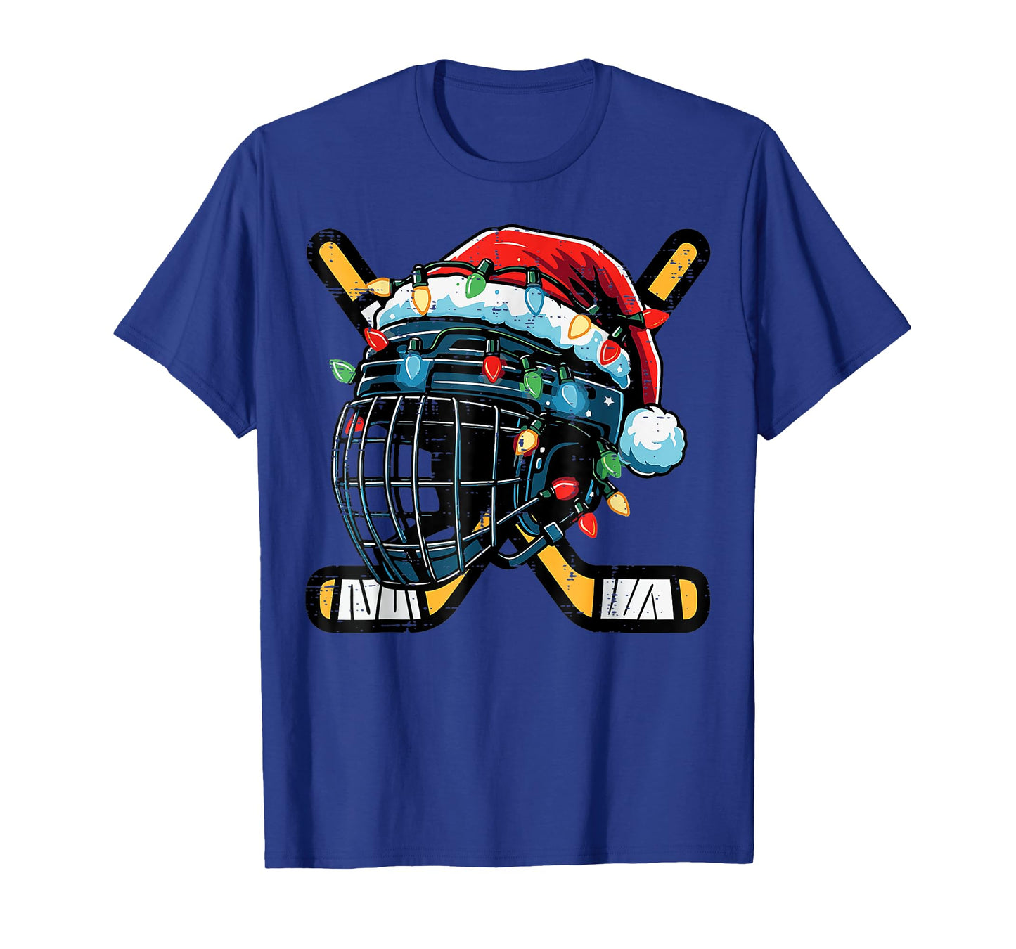 Christmas Ice Hockey Helmet Santa Xmas Boys Ugly Sweaters T-Shirt