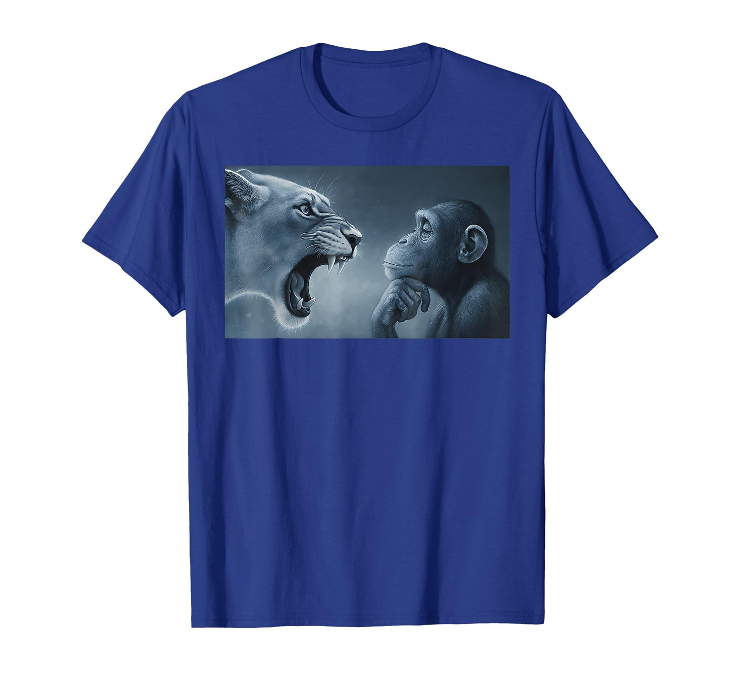 Lion Yelling at Monkey Monkey and Lion Meme Monkey Thinking T-Shirt
